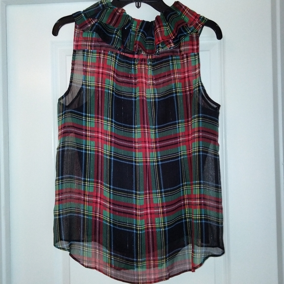 NWT Sz S JCrew Tartan Plaid Sleeveless Sheer Blouse - Picture 12 of 12